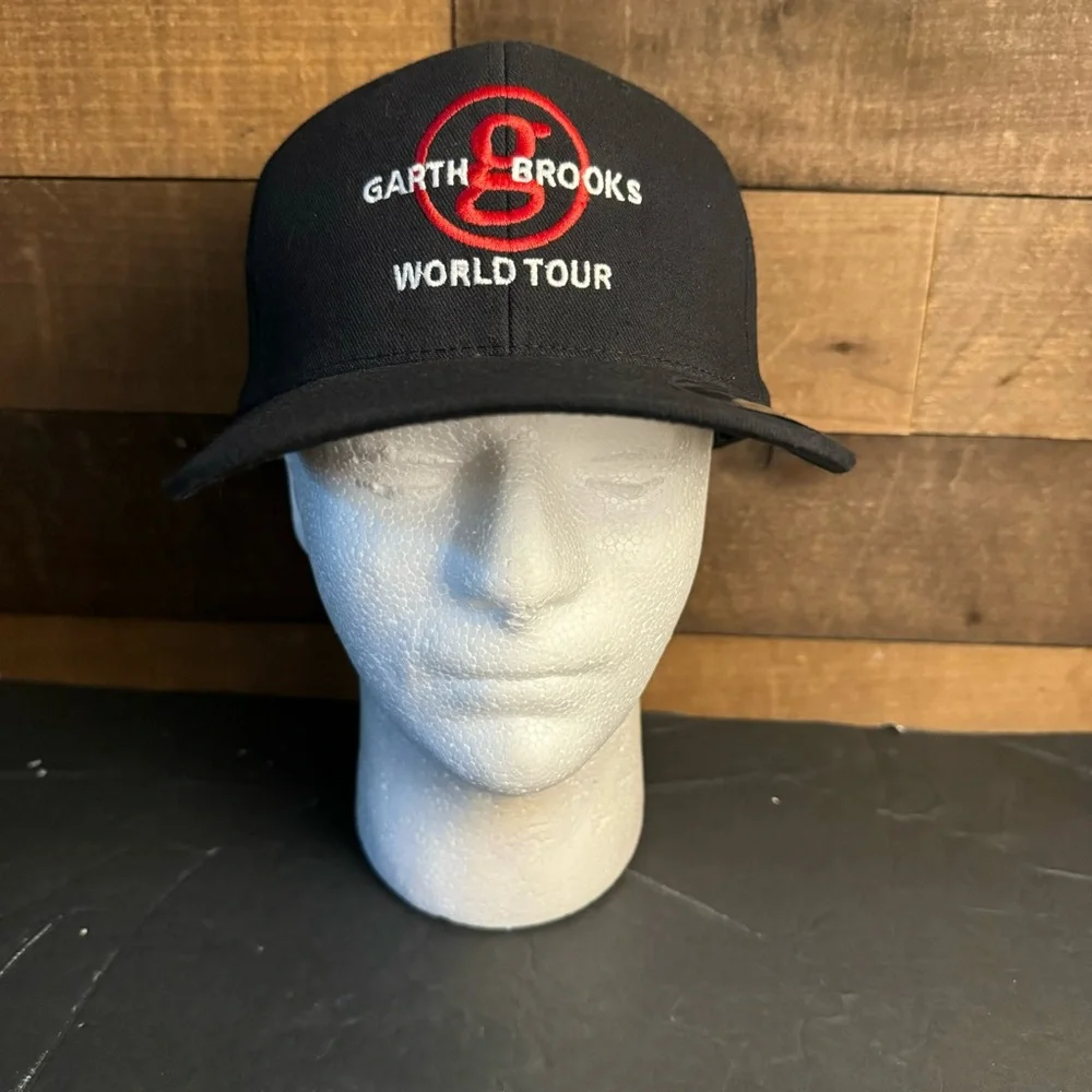 Garth Brooks World Tour Hat Red Logo Cap Black Trucker Dad hat One Ten Flexfit‎
